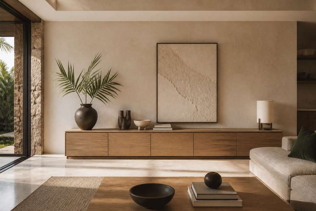 Kabinet modular di ruang tinggal natural